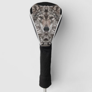 Grey Wolf Geometric Portrait  Golf Head Cover