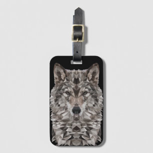 Grey Wolf Geometric Portrait Luggage Tag