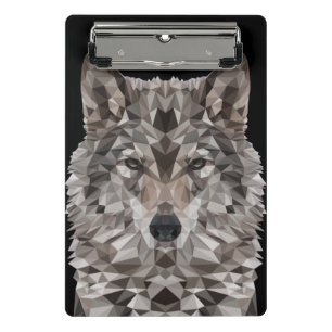 Grey Wolf Geometric Portrait Mini Clipboard