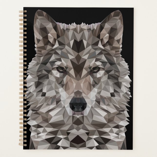 Grey Wolf Geometric Portrait Planner (Front)