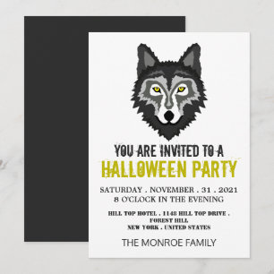 Grey Wolf, Halloween Party Invitation