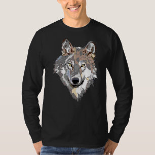 Grey Wolf Head Art Howling Moon Animal Forest Lone T-Shirt