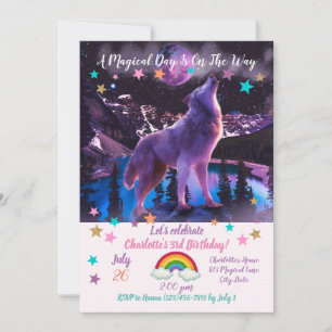 Grey wolf howling in forest invitation