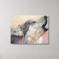 grey wolf howling wildlife painting realist art