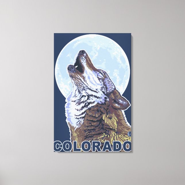 Grey Wolf HowlingColorado Canvas Print (Front)