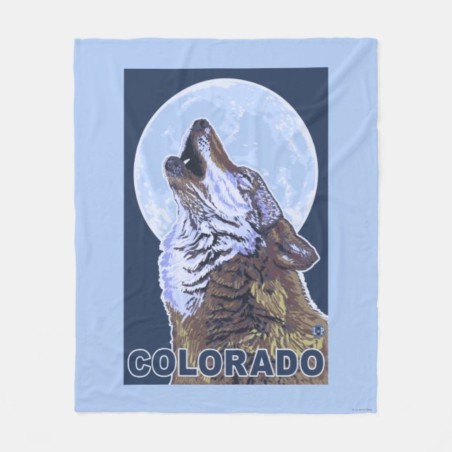 Grey Wolf HowlingColorado Fleece Blanket (Front)