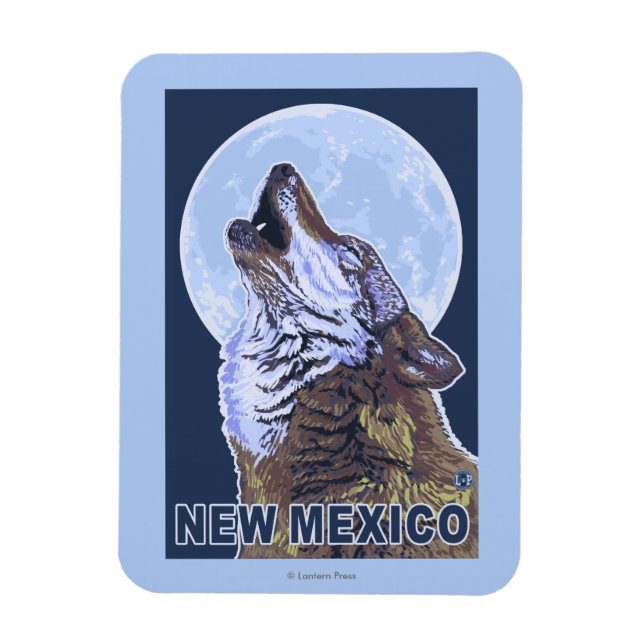 Grey Wolf HowlingNew Mexico Magnet (Vertical)
