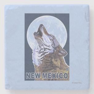 Grey Wolf HowlingNew Mexico Stone Coaster