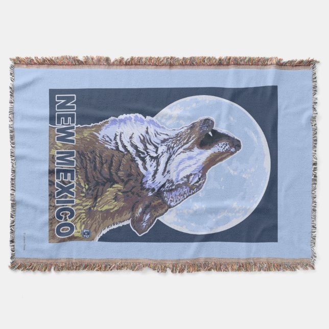 Grey Wolf HowlingNew Mexico Throw Blanket (Front)
