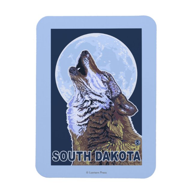 Grey Wolf HowlingSouth Dakota Magnet (Vertical)