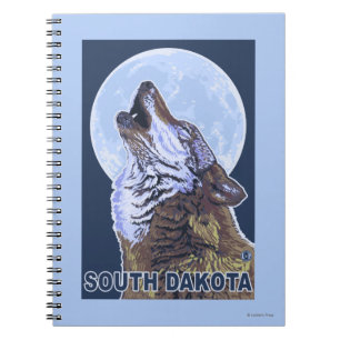 Grey Wolf HowlingSouth Dakota Spiral Notebook