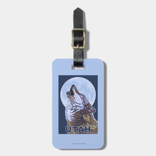 Grey Wolf HowlingUtah Luggage Tag (Front Vertical)