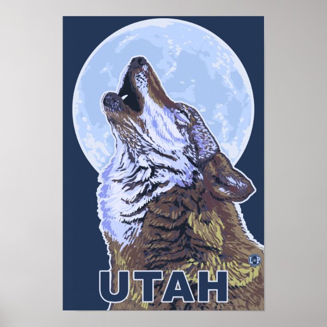 Grey Wolf HowlingUtah Poster (Front)