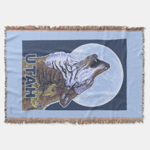 Grey Wolf HowlingUtah Throw Blanket