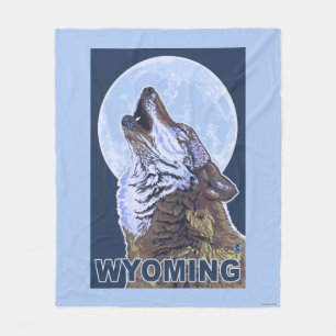 Grey Wolf HowlingWyoming Fleece Blanket