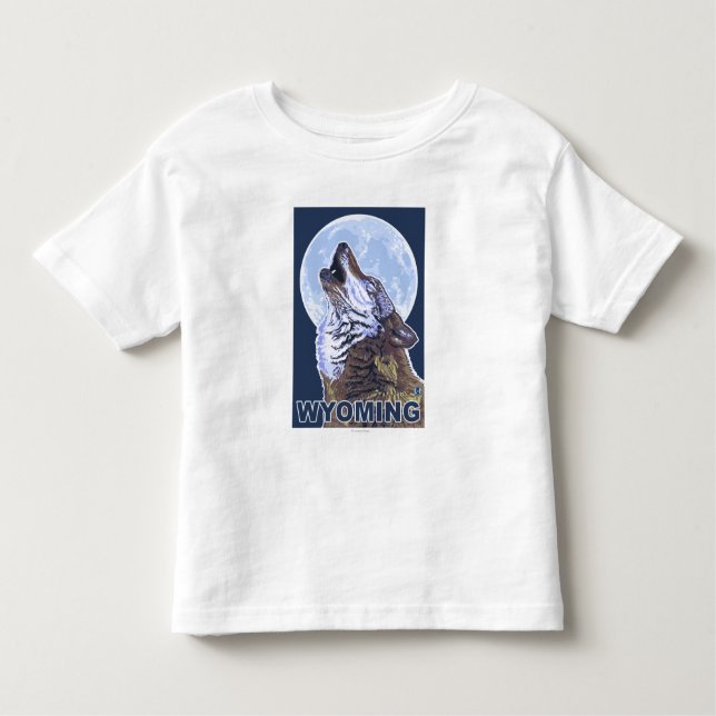Grey Wolf HowlingWyoming Toddler T-Shirt (Front)