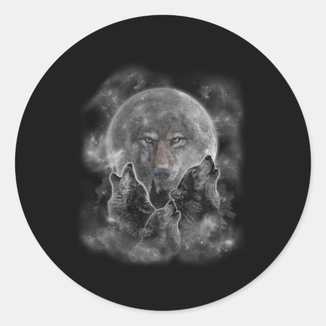 Grey Wolf Hunting Ground  Classic Round Sticker (Front)