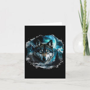 Grey Wolf Hunting Ground Icy Moon Forest Galaxy  Card