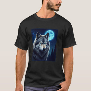 Grey wolf hunting ground icy moon forest T-Shirt