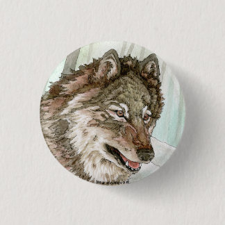 Grey Wolf Illustration Pin