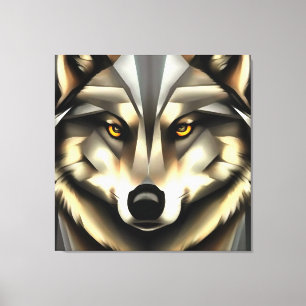 Grey Wolf In Geometric Art Style Canvas Print