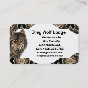 Grey Wolf Lodge Animal Wildlife Art Business Card