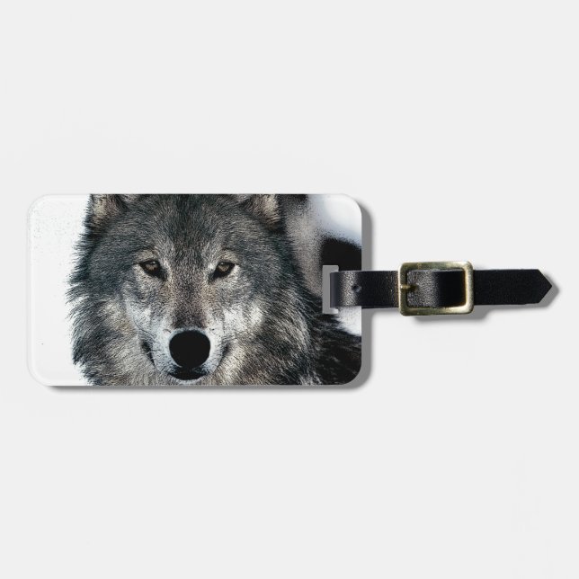 Grey Wolf Luggage Tag (Front Horizontal)