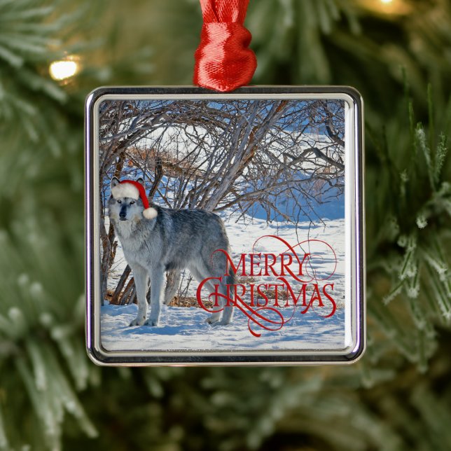 Grey Wolf Metal Tree Decoration (Tree)