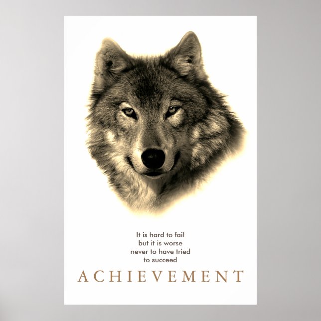 Grey Wolf Motivational Unique Vintage Sepia Poster (Front)