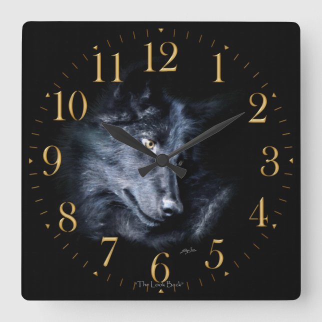 Grey Wolf Portrait Wildlife-Supporter Art Clock (Front)