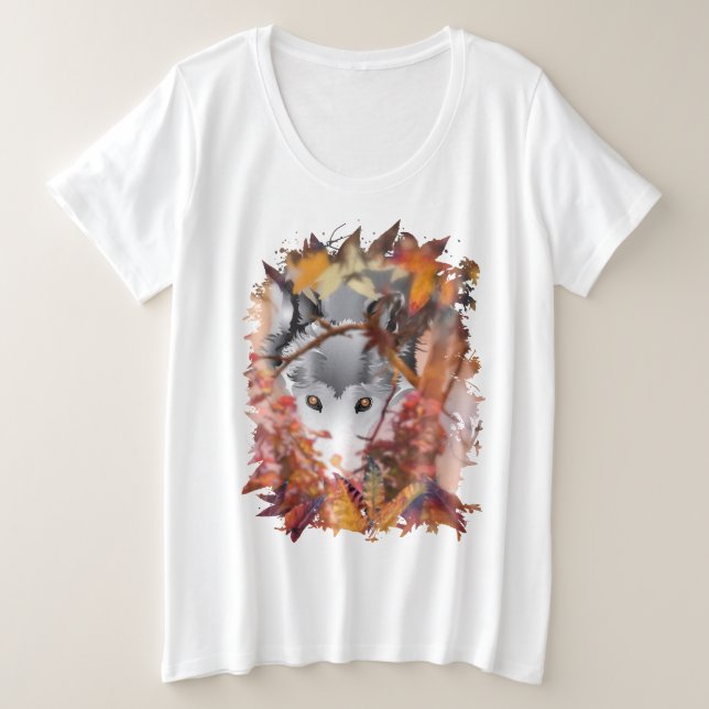 Grey WOLF PROWLER Plus Size T-Shirt (Design Front)