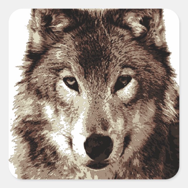 Grey Wolf Square Sticker (Front)