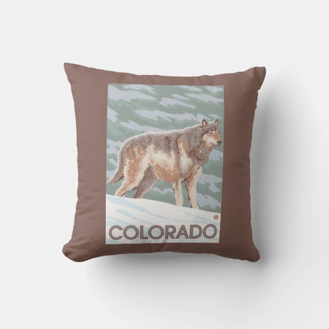 Grey Wolf StandingColorado Cushion (Front)