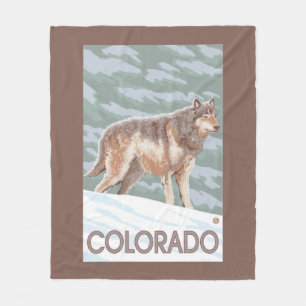 Grey Wolf StandingColorado Fleece Blanket