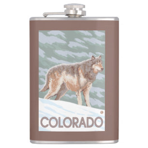 Grey Wolf StandingColorado Hip Flask