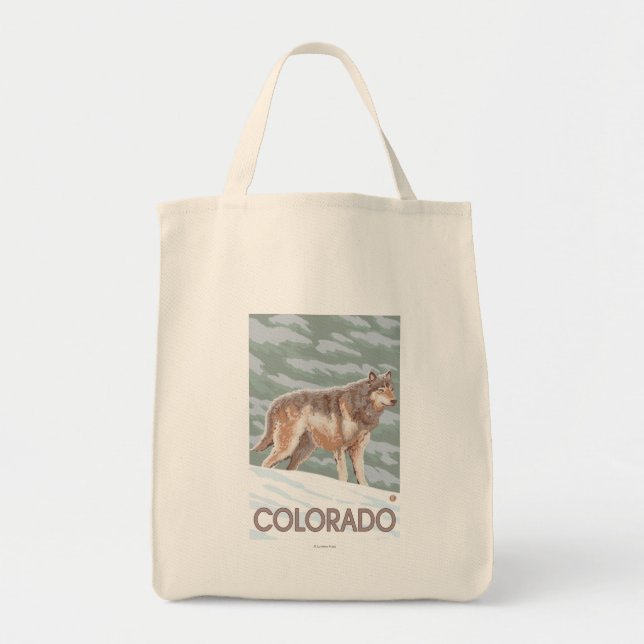 Grey Wolf StandingColorado Tote Bag (Front)