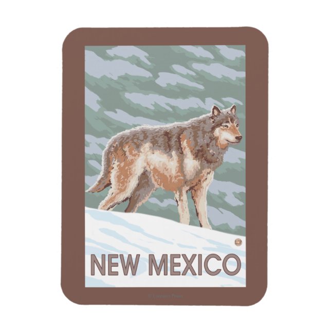 Grey Wolf StandingNew Mexico Magnet (Vertical)