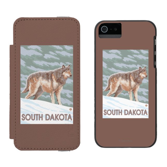 Grey Wolf StandingSouth Dakota Incipio iPhone Wallet Case (Side by Side)
