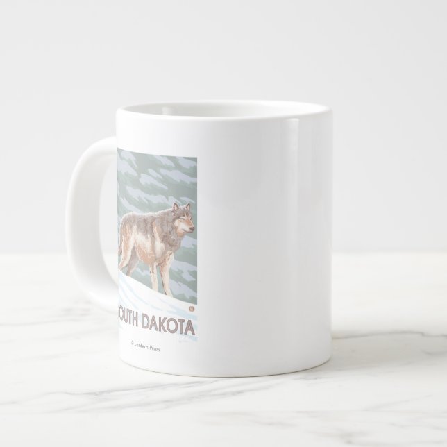 Grey Wolf StandingSouth Dakota Large Coffee Mug (Front Left)