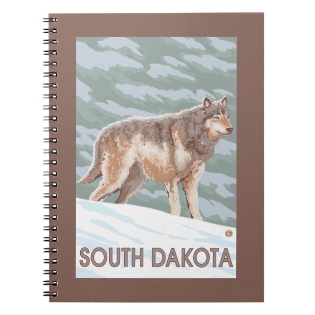 Grey Wolf StandingSouth Dakota Spiral Notebook (Front)