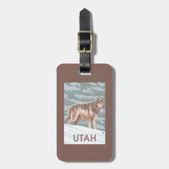 Grey Wolf StandingUtah Luggage Tag (Front Vertical)