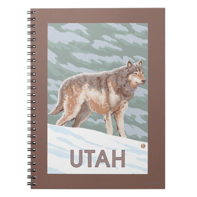 Grey Wolf StandingUtah Spiral Notebook (Front)
