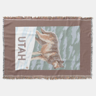 Grey Wolf StandingUtah Throw Blanket