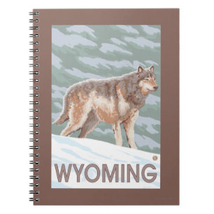 Grey Wolf StandingWyoming Spiral Notebook