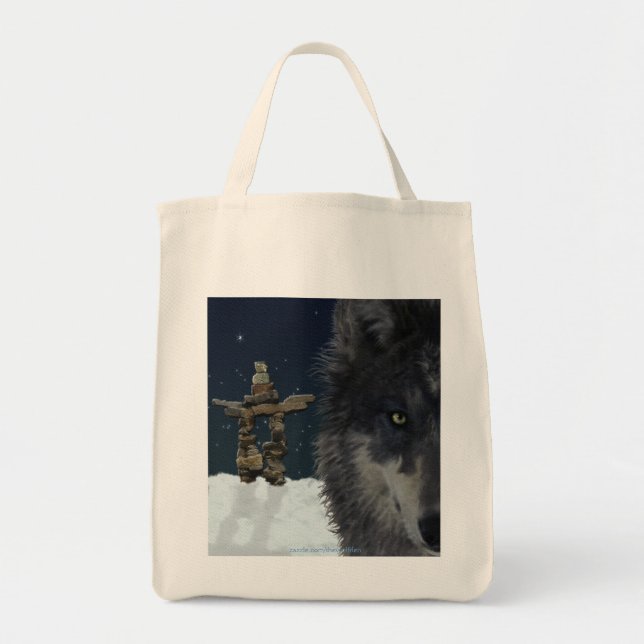 GREY WOLF, STARS & INUKSHUK Carry-Bag Collection Tote Bag (Front)