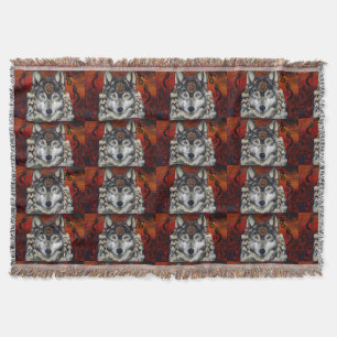 GREY WOLF THROW BLANKET