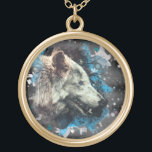 *~* Grey Wolf Totem Blue Boho Shaman Round Gold Plated Necklace<br><div class="desc">JEWELRY WITH INTENTION (R) - Energetically Enhanced Jewellery necklace round and yellow gold plated. * Round GOLD plated Boho Bohemian Native American Tribal Shaman GOLD PLATED ROUND NECKLACE Artistic and abstract Wolf Totem. As a professional distance spiritual energy healer since 2001, I have learned, developed and utilised the power of...</div>