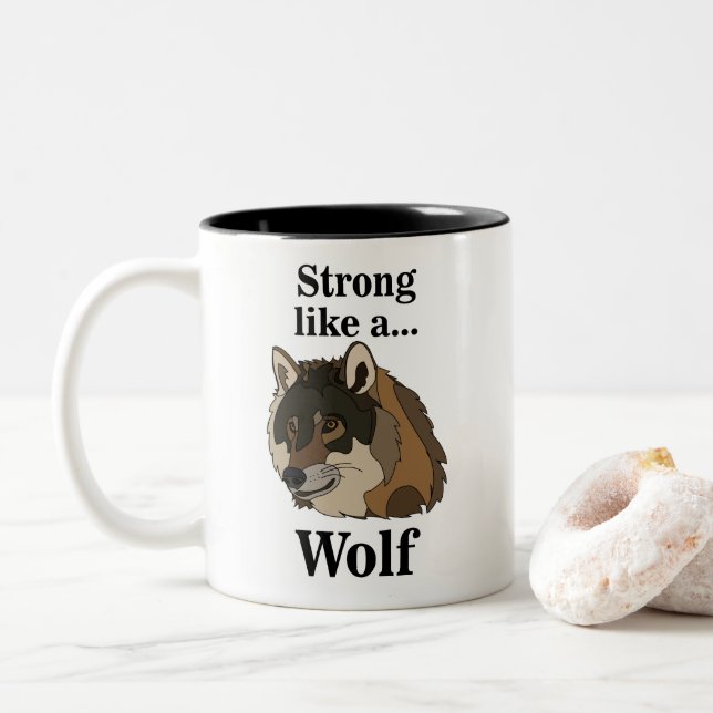 Grey Wolf Two-Tone Coffee Mug (With Donut)