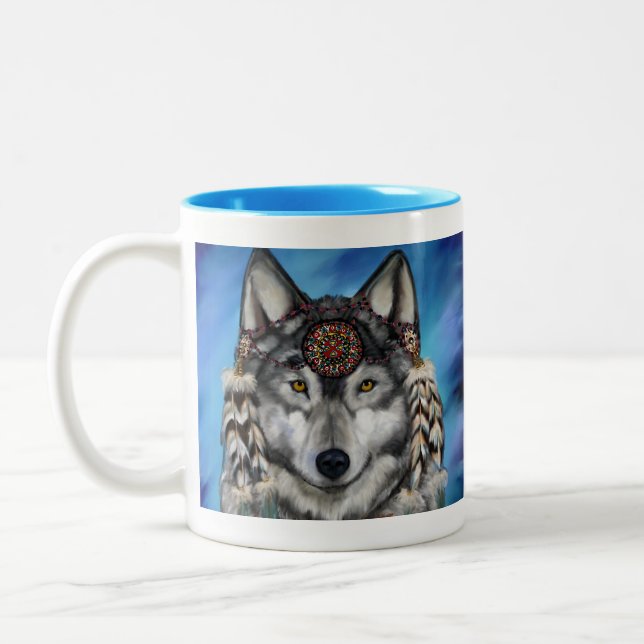 Grey Wolf Two-Tone Coffee Mug (Left)