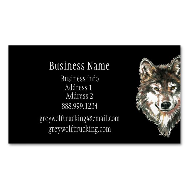 Grey Wolf Wildlife Nature Animal Custom Business C Magnetic Business Card (Front)